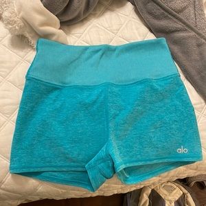 Alo Yoga teal biker shorts